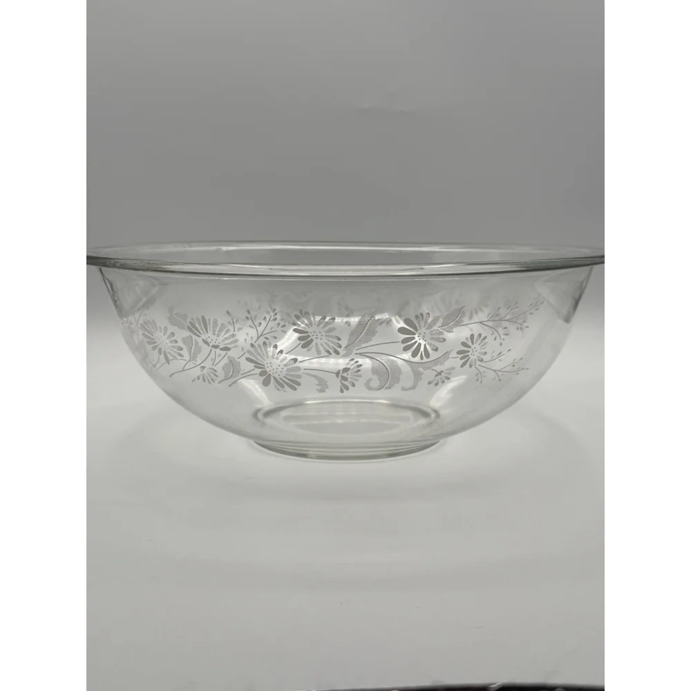 Vintage Pyrex 326 4L Colonial Mist Mixing Bowl Clear White Daisies 11 3/4” Large